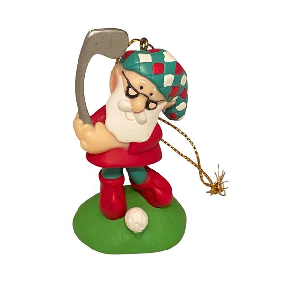Vintage Avon Elves' Day Off Golf Christmas Ornament Resin/Plastic Blend - Picture 1 of 8